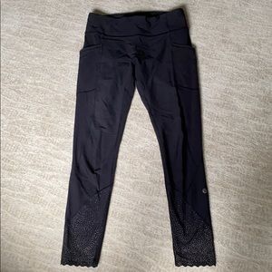 Lululemon black yoga capris pants polka dots